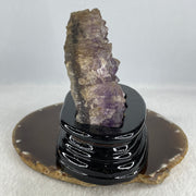 Natural Amethyst Crystal Cluster Display with Wooden Stand 520.8g 124.8 by 76.9 by 110.0mm - Huangs Jadeite and Jewelry Pte Ltd