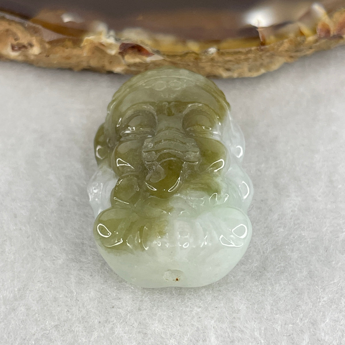 Natural Type A Faint Green & Brown Jadeite Ganesha Pendant | 33.3x21.0x12.8mm Sculpted Amulet (15.52g | Remover of Obstacles, Earth-Wood Wisdom & Sacred Prosperity)