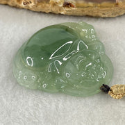 Type A Icy Green with Blueish Green Piao Hua Floral Jadeite Milo Buddha Pendant 13.81g 33.8 by 36.3 by 6.5mm - Huangs Jadeite and Jewelry Pte Ltd