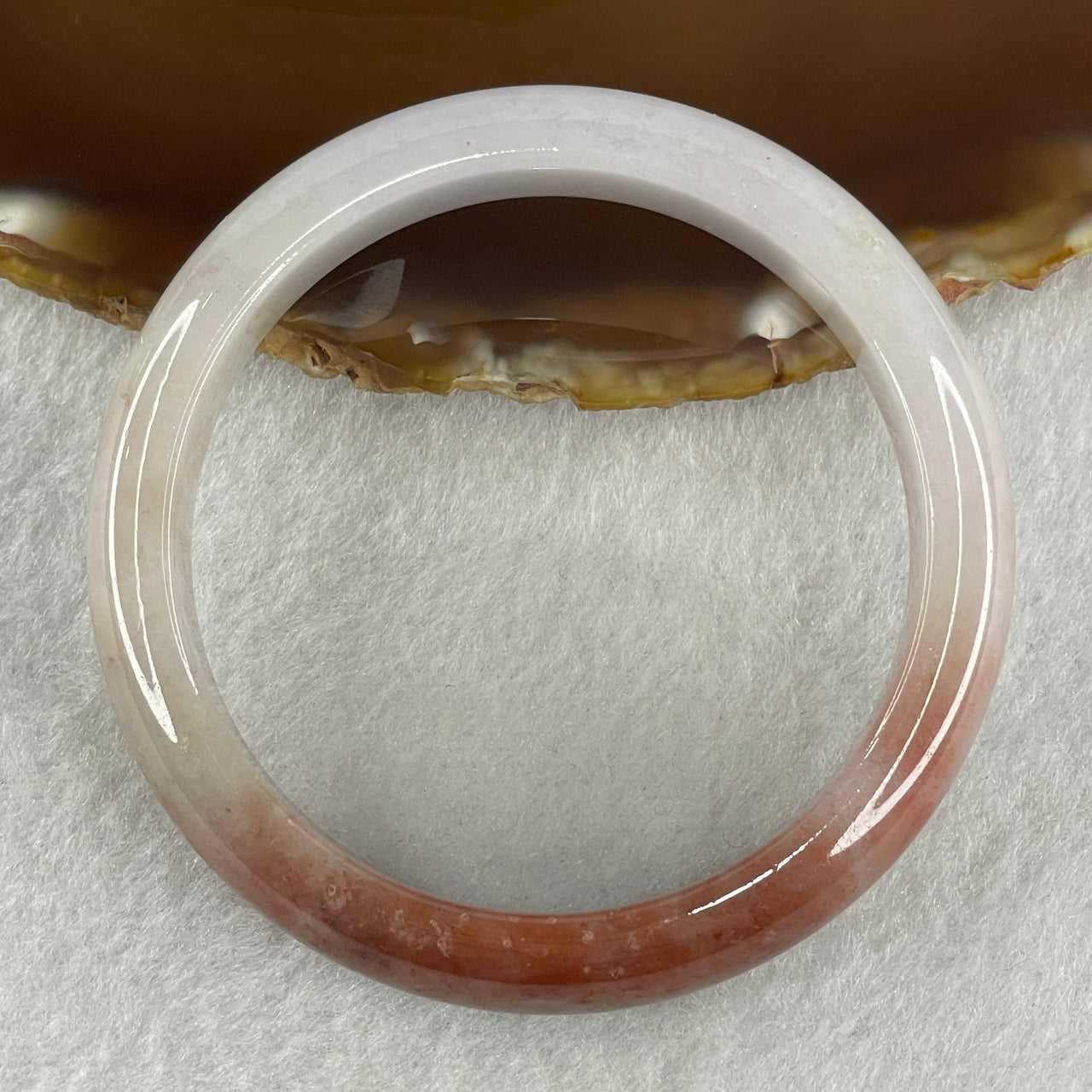 Certified Natural Type A Faint Lavender with Red and Green Patches Jadeite Bangle 44.11g Inner Diameter 52.8mm Thickness 12.6 by 7.6mm (Close to Perfect)