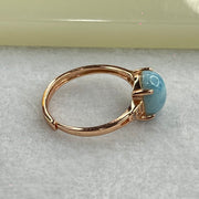 Natural Larimar in S925 Silver Rose Gold Color Ring (Adjustable Size) 2.28g 9.9 by 8.1 by 5.0mm - Huangs Jadeite and Jewelry Pte Ltd