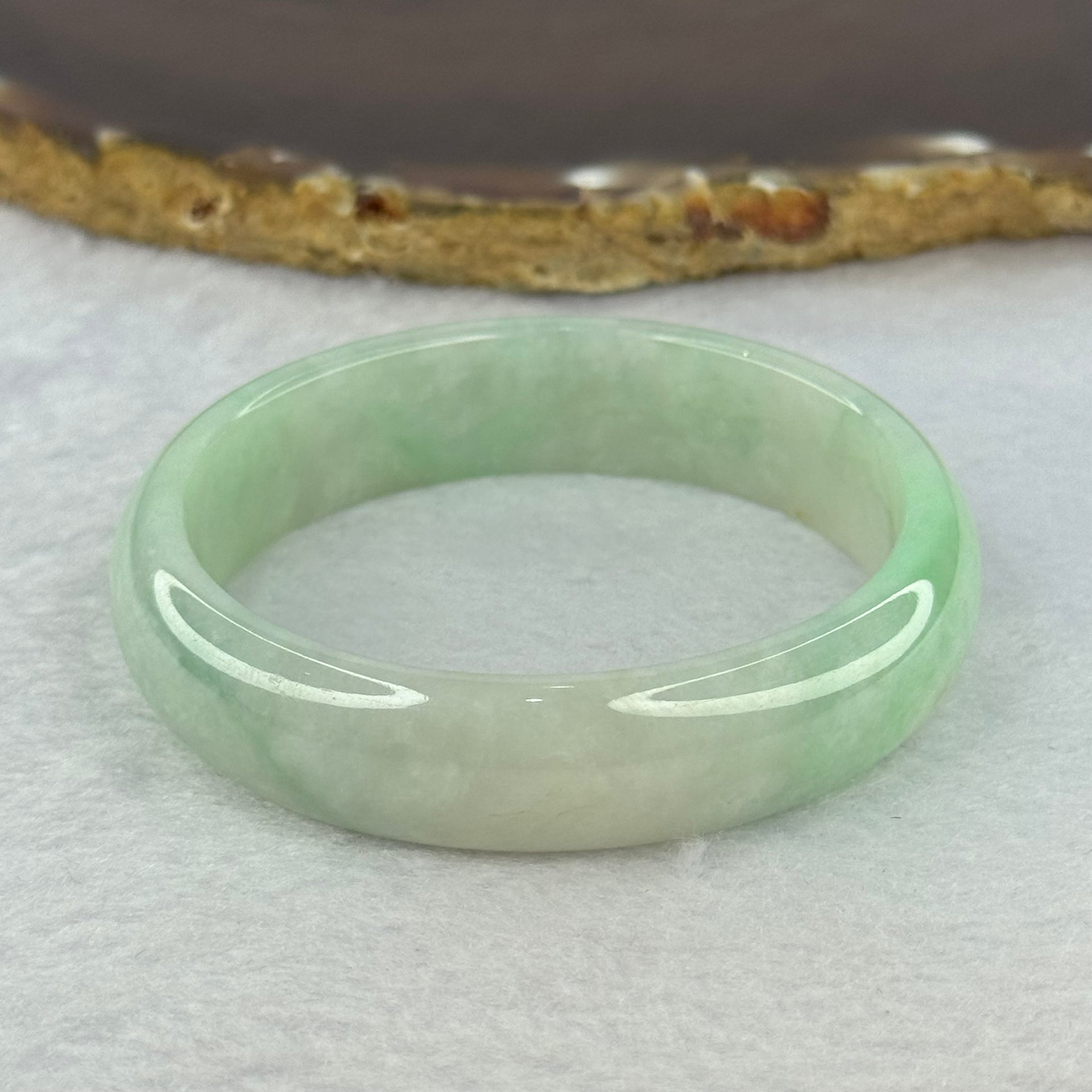 Type A Green Jadeite Oval Bangle 36.75g Internal Diameter 50.2mm 13.4 by 7.2mm (Internal Lines) - Huangs Jadeite and Jewelry Pte Ltd