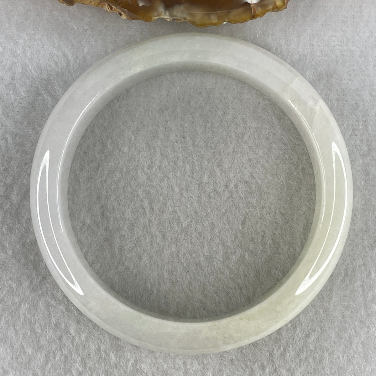 Natural Type A Near White Jadeite Bangle | 61.2mm Inner Diameter (62.51g 13.0x8.0mm | Slight External Line | Pure Mind, Serenity & Aura Cleansing) - Huangs Jadeite and Jewelry Pte Ltd