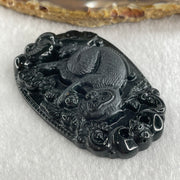 Type A Opaque to Partial Translucent Black Omphacite Jadeite Monkey Pendant 29.60g 59.6 by 40.1 by 8.5mm - Huangs Jadeite and Jewelry Pte Ltd
