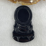 Type A Opaque to Partial Translucent Black Omphacite Jadeite Guan Yin on Dragon Pendant 36.54g 66.7 by 43.5 by 8.0mm - Huangs Jadeite and Jewelry Pte Ltd