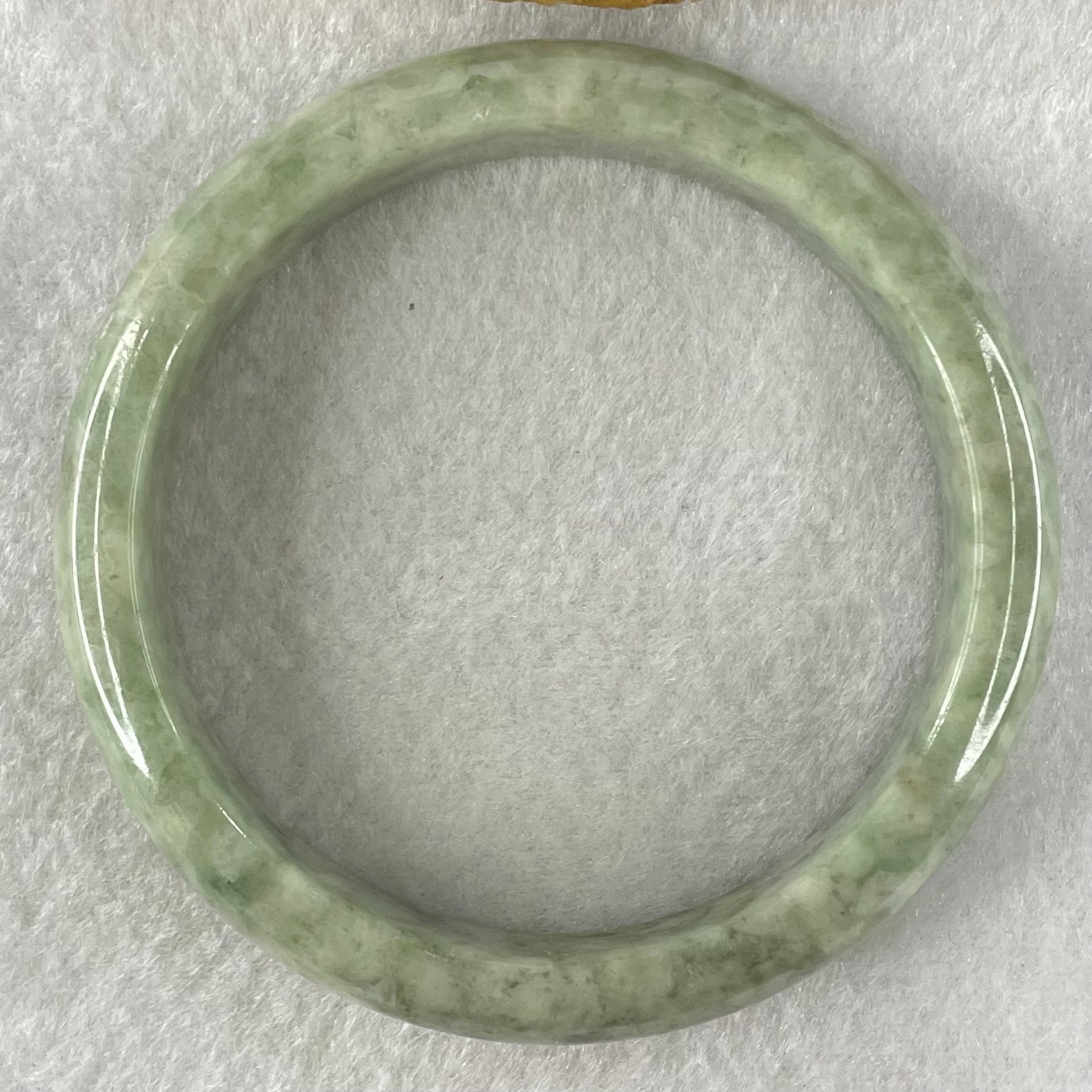 Type A Green Dou Qing Jadeite Bangle 48.94g Internal Diameter 57.7mm 12.6 by 8.4mm (Very Slight External Roughs and Very Slight Internal Lines) - Huangs Jadeite and Jewelry Pte Ltd