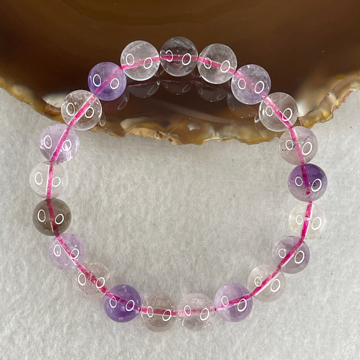 Certified Entry-Grade Natural Super 7 Crystal Beads Bracelet | Classic Mid-Sized Stacking Strand | Authentic Sacred Seven Multi-Mineral Inclusions Quartz Spiritual Catalyst & Auric Shield Bracelet (22.47g | 16cm Length | 9.3mm | 21 Beads)