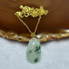18K Gold Type A Semi Icy Light Green Lavender and Blueish Green Piao Hua Jadeite Ruyi Pendent with S925 Silver Necklace in Gold Color 4.16g 24.8 by 14.3 by 4.0mm - Huangs Jadeite and Jewelry Pte Ltd