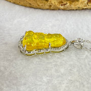 Natural Yellow Amber Buddha Pendent in S925 Sliver Necklace 4.43g 23.0 by 14.1 by 4.0mm - Huangs Jadeite and Jewelry Pte Ltd