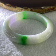 Rare Type A Natural Light Green with Lavender and Imperial Green Patches Jadeite Bangle 53.15g Inner Diameter 52.8mm 11.3 by 9.2mm (Internal Lines) - Huangs Jadeite and Jewelry Pte Ltd
