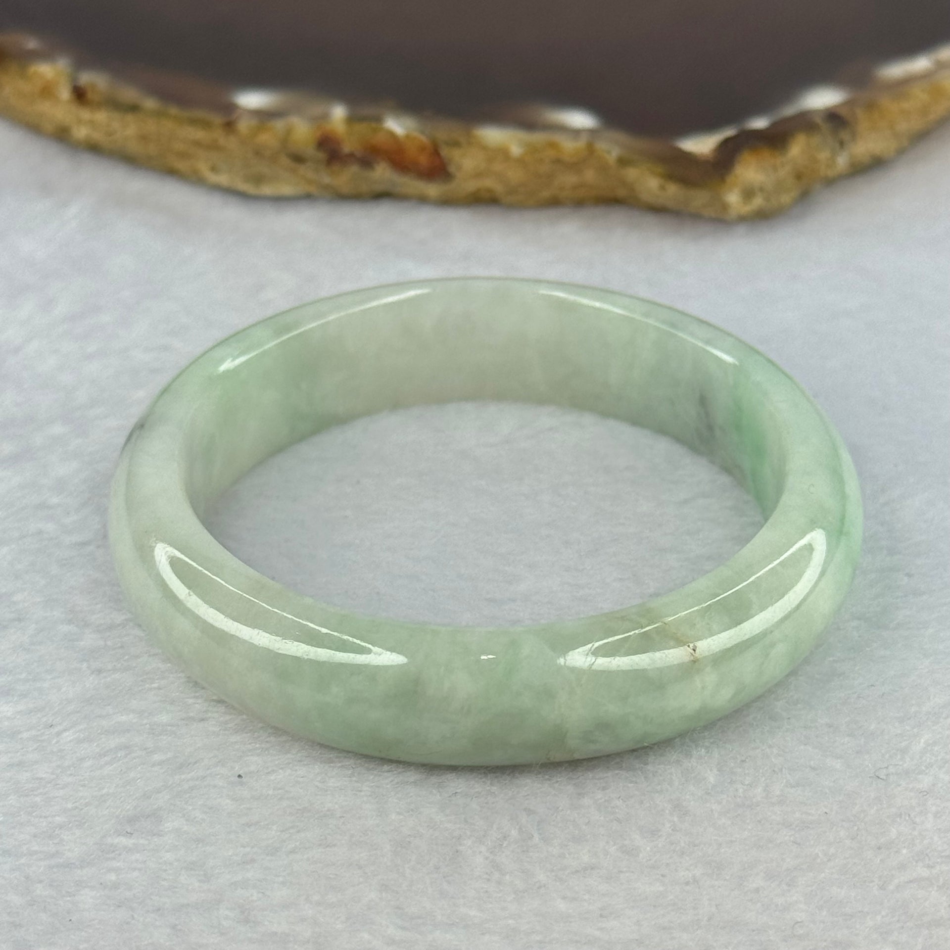 Type A Green With Grey Patch Jadeite Bangle 40.11g Internal Diameter 49.0mm 12.6 by 7.3mm (External Line) - Huangs Jadeite and Jewelry Pte Ltd