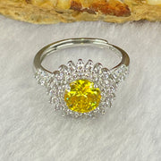 Yellow Cubic Zirconia with Crystals in PT950 Plated Sliver Ring 2.75g 7.5 by 3.5mm - Huangs Jadeite and Jewelry Pte Ltd