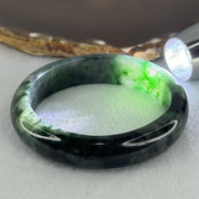 Type A Dark Green with Black and Emerald Green Piao Hua Jadeite Bangle Internal Diameter 55.7mm 57.67g 13.8 by 8.2mm (Very Slight External Rough) - Huangs Jadeite and Jewelry Pte Ltd