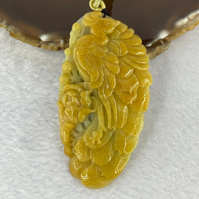Certified Type A Brown and Green Jadeite Phoenix Pendent 61.06g 80.8 by 42.5 by 13.4 mm - Huangs Jadeite and Jewelry Pte Ltd