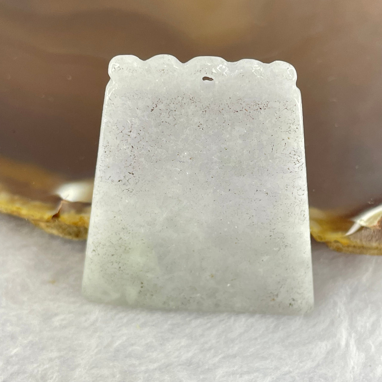 Type A Green Jadeite Wu Shi Pai Pendant 17.42g 35.4 by 40.0 by 5.2mm - Huangs Jadeite and Jewelry Pte Ltd