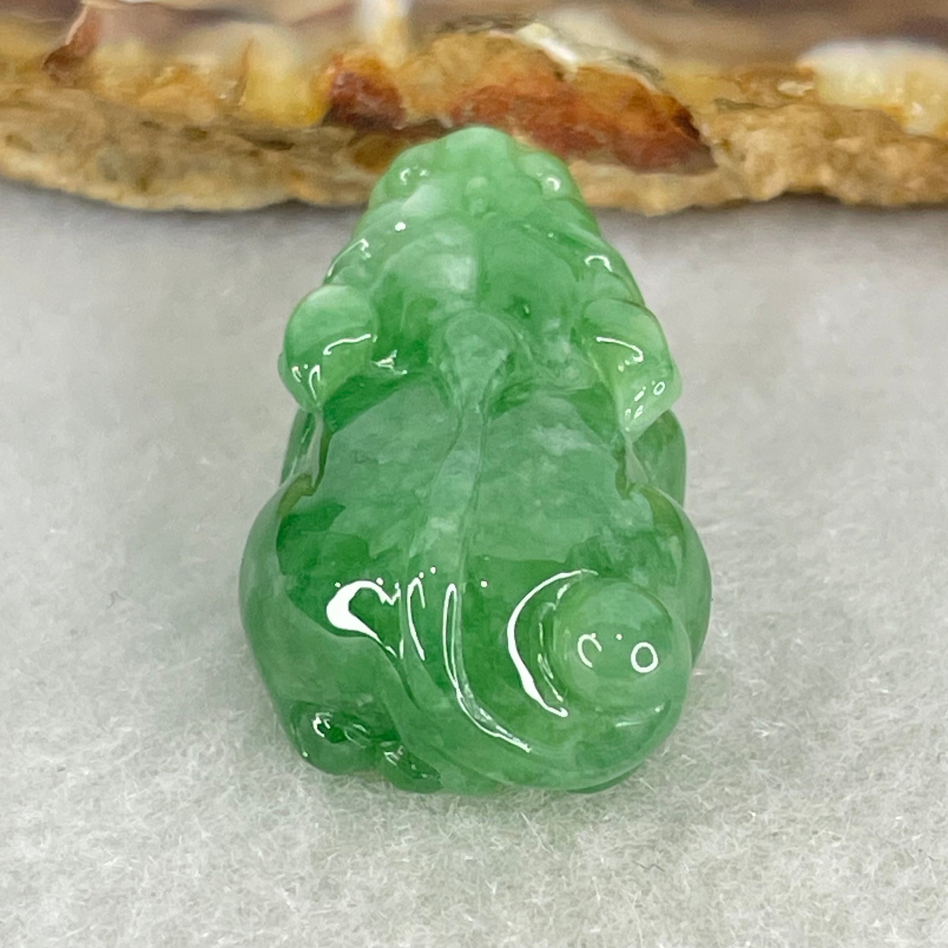 Type A Full Green Jadeite Pixiu Pendant Charm 6.42g 25.4 by 14.4 by 10.1mm - Huangs Jadeite and Jewelry Pte Ltd