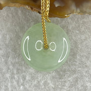 Type A Natural Semi Icy Light Green Jadeite Ping An Kou Pendant 4.19g 15.5 by 6.0mm - Huangs Jadeite and Jewelry Pte Ltd