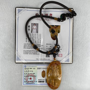 Grandmaster Type A Brown with Reddish  Patches Jadeite Cai Shen with Tong Zi Ingot and Dragon  Pendant 吉星高照 48.68g 76 by 39.7 by 6.3mm - Huangs Jadeite and Jewelry Pte Ltd