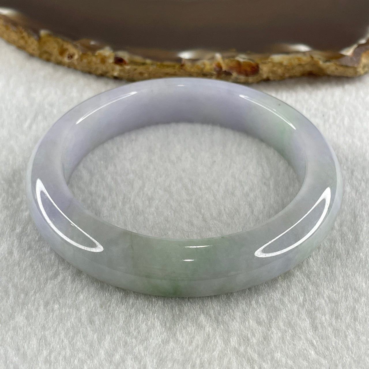 Natural Type A Light Lavender with Green Jadeite Bangle 59.36g Inner Diameter 55.4mm 12.0 by 9.8mm (Close to Perfect) - Huangs Jadeite and Jewelry Pte Ltd