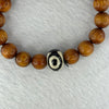 Natural Old Yabai Thuja Wood Beads With 3 Eyes Dzi Bead  Bracelet 老树崖柏三眼天珠手链 10.83g 16.5cm 10.0mm 18 Beads/ 13.9 by 10.4mm 1 Bead - Huangs Jadeite and Jewelry Pte Ltd