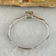 Type A Apple Green Cabochon Jadeite in S925 Sliver Bamboo Ring (Adjustable Size) 1.07g 3.8 by 2.5mm - Huangs Jadeite and Jewelry Pte Ltd