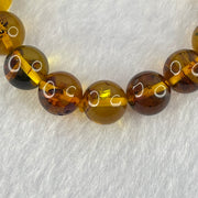 Natural Brownish Yellow Flower Amber Beads Bracelet 12.88g 17.5cm 10.8mm 19 Beads - Huangs Jadeite and Jewelry Pte Ltd