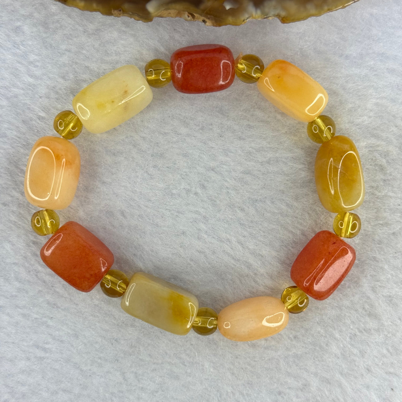 Natural Xinjiang golden silk jade square long bone bead bracelet handmade jade Yadan Gobi color jade bracelet ethnic style 天然新疆金丝玉四方长骨头珠手链手工玉石雅丹戈壁彩玉手串民族风 27.48g 9.5 mm 9 Beads - Huangs Jadeite and Jewelry Pte Ltd