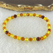 Natural Mixed Color Amber Beads Bracelet 2.50g 16.5cm 5.1mm 38 Beads - Huangs Jadeite and Jewelry Pte Ltd
