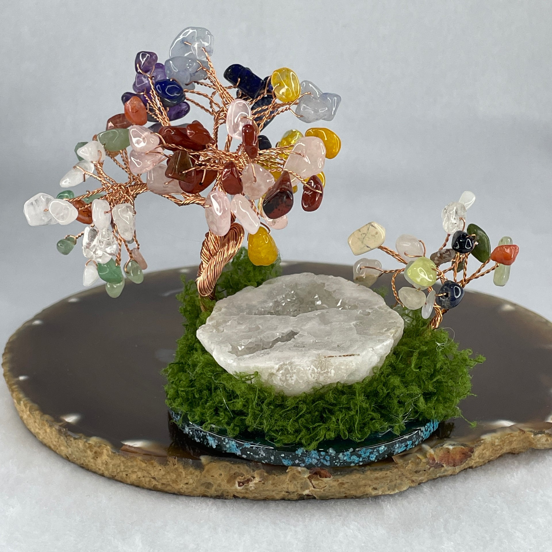 Muti Treasures (Clear Quartz, Amethyst, Red Jasper, Citrine, Rose Quartz,  Aventurine) with Clear Quartz Wealth Pot 122.71g 112.5 by 64.5 by 89.2mm - Huangs Jadeite and Jewelry Pte Ltd