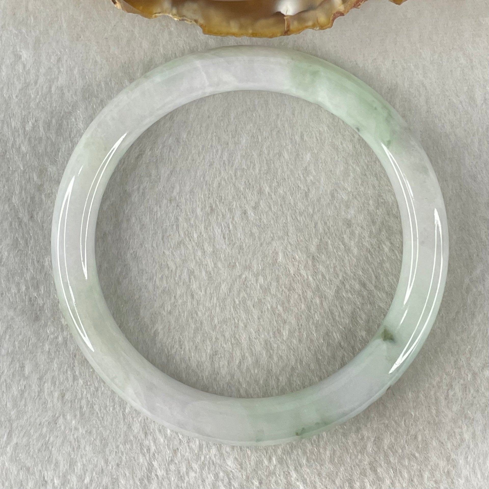 Type A Light Green with Blueish Green piao Hua Floral Jadeite Bangle 37.84g Inner Diameter 57.7mm 8.6 by 9.0mm (Internal Lines) - Huangs Jadeite and Jewelry Pte Ltd