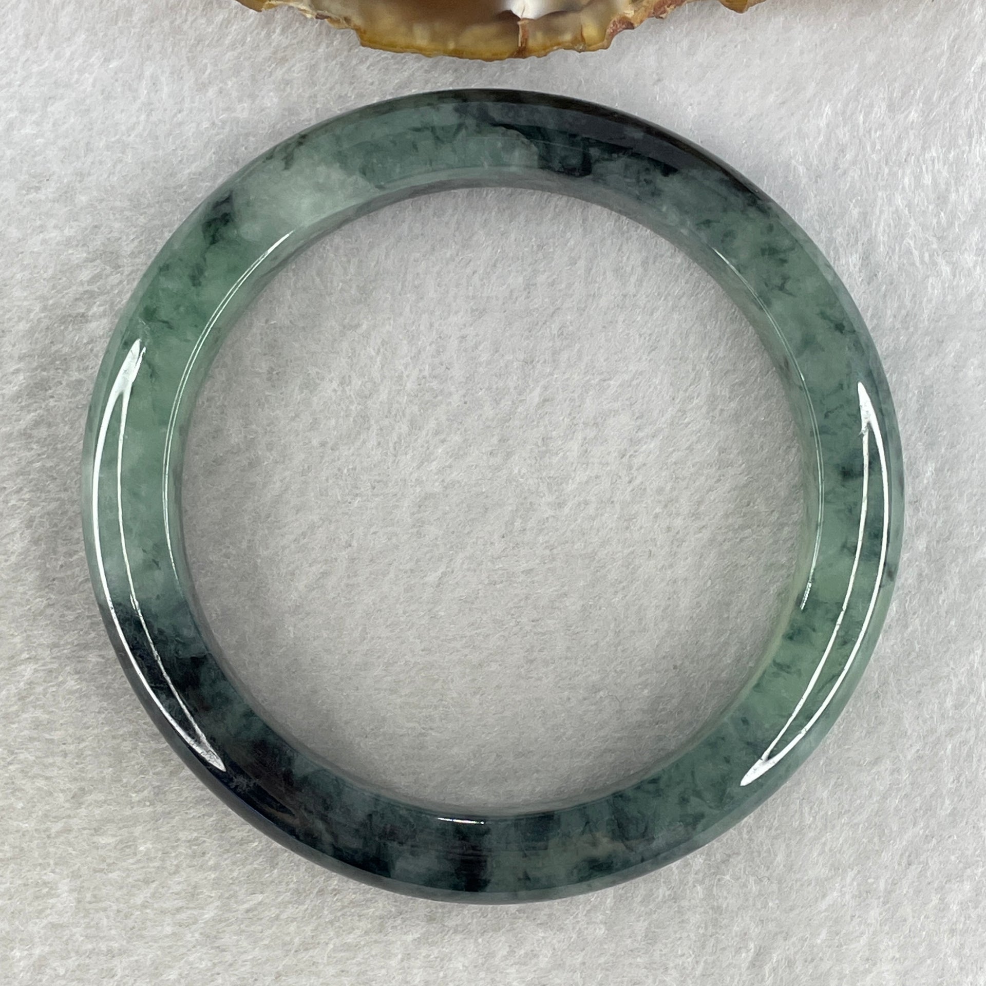 Certified Natural Type A Semi Icy Green with Dark Blueish Green Piao Hua Bangle 58.92g Internal Diameter 59.5mm 11.2 by 9.6mm (Internal Lines) - Huangs Jadeite and Jewelry Pte Ltd