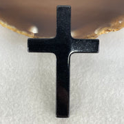 Type A Opaque Black Jadeite Cross Pendant 26.19g 64.8 by 41.5 by 9.3mm - Huangs Jadeite and Jewelry Pte Ltd