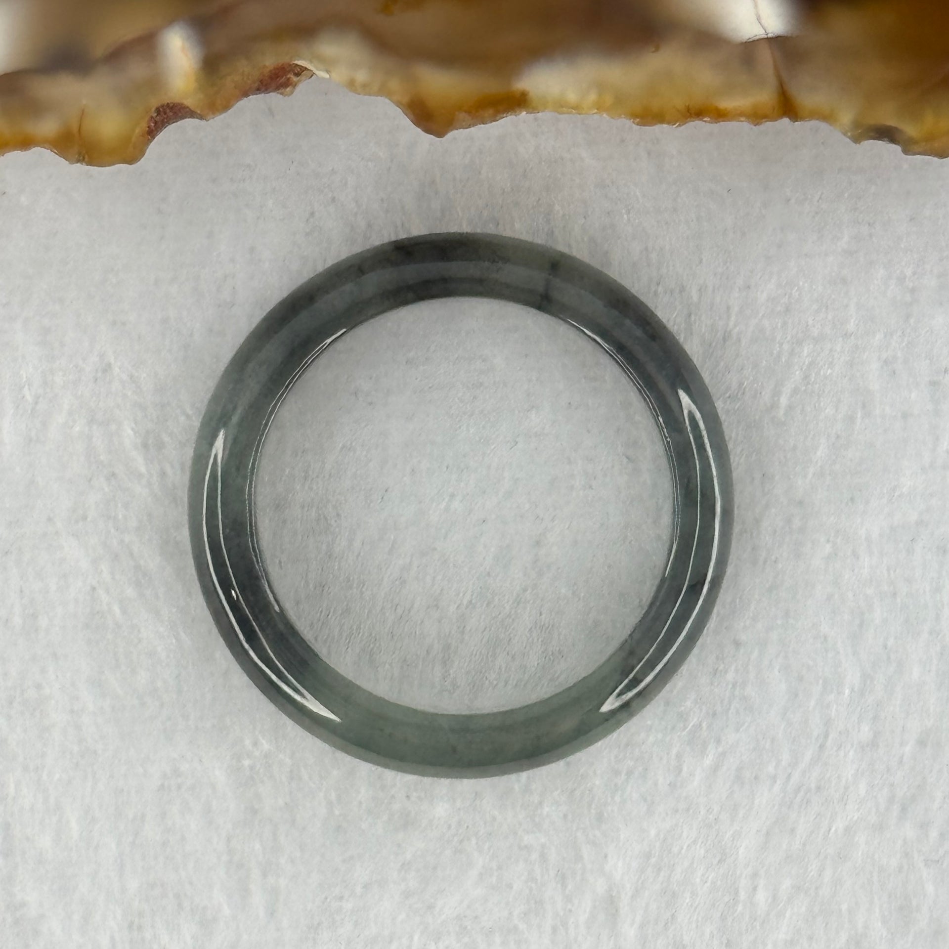 Type A Icy Wuji Grey Black Jadeite Ring 2.63g 5.1 by 3.1mm US8 HK17.5 (Very Slight Fine Internal Lines) - Huangs Jadeite and Jewelry Pte Ltd