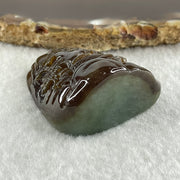 Type A Dark Brown and Blueish Green Jadeite Double Sided Shan Shui Gui Ren Benefactor Pendant 42.63g 43.2 by 36.0 by 20.2mm - Huangs Jadeite and Jewelry Pte Ltd