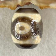Natural Powerful Tibetan Old Oily Agate 3 Eyes Dzi Bead Heavenly Master (Tian Zhu) 三眼天诛 7.61g 20.1 by 16.1mm - Huangs Jadeite and Jewelry Pte Ltd