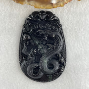 Type A Opaque to Partial Translucent Black Omphacite Jadeite Snake Pendant 24.70g 59.7 by 40.1 by 8.5mm - Huangs Jadeite and Jewelry Pte Ltd