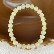 Type A Semi Icy Light Yellowish Blueish Green Jadeite Beads Bracelet 13.73g 14.5cm 6.8mm 27 Beads - Huangs Jadeite and Jewelry Pte Ltd