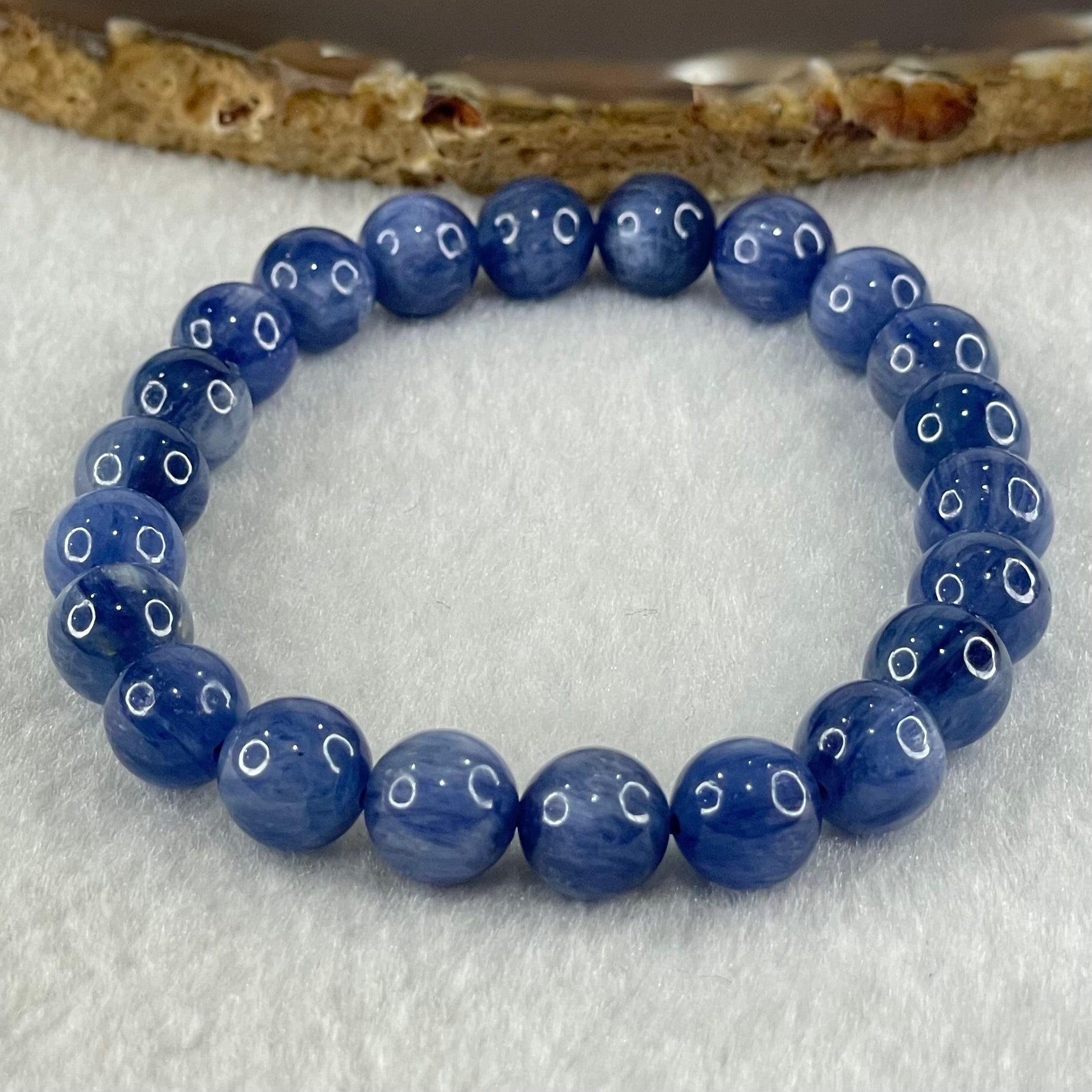 Natural Blue Kyanite Beads Bracelet 25.64g 16cm 8.9mm 22 Beads - Huangs Jadeite and Jewelry Pte Ltd