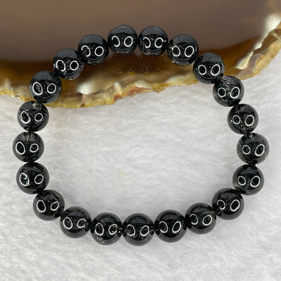Natural Black Rutilated Quartz Beads Bracelet 18.97g 8.8mm 21 Beads - Huangs Jadeite and Jewelry Pte Ltd