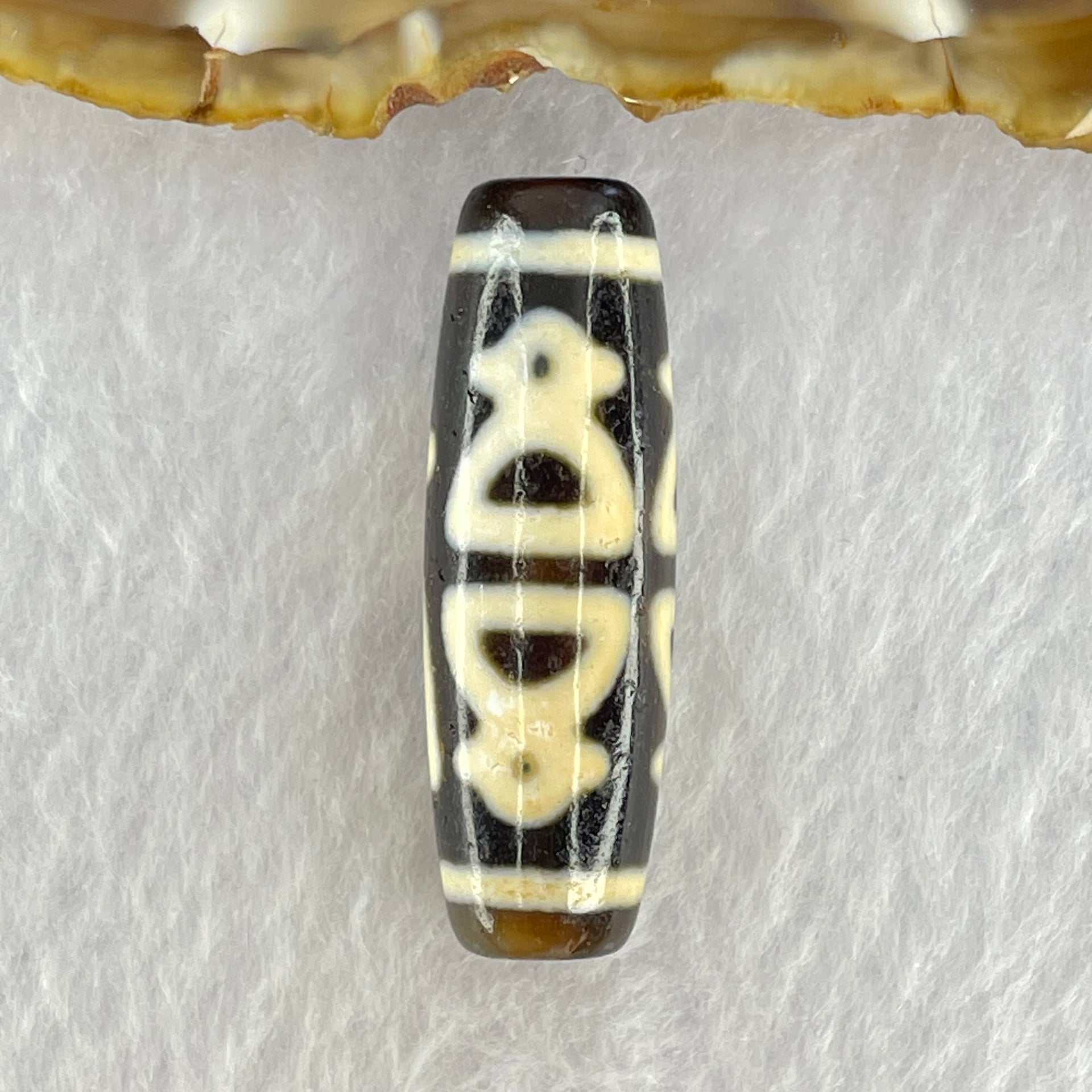 Natural Powerful Tibetan Old Oily Agate 5 Cai Shen Dzi Bead Heavenly Master (Tian Zhu) 9.19g 38.2 by 12.4mm - Huangs Jadeite and Jewelry Pte Ltd