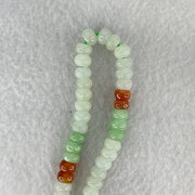 Type A Light Green Apple Green and Red Jadeite Beads Necklace 45.64g 64cm 5.8mm 181 + 6 Beads - Huangs Jadeite and Jewelry Pte Ltd