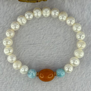 Natural Pearl with Larimar Bracelet 20.19g 8.8mm 20 Beads - Huangs Jadeite and Jewelry Pte Ltd