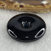 Type A Opaque Black Omphacite Jadeite Ping An Kou Donut Pendant 15.28g 30.0 by 7.7mm - Huangs Jadeite and Jewelry Pte Ltd