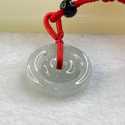 Type A Semi Icy Light Sky Blue Jadeite Double Ping An Kou Donut Necklace 5.43g 21.1 by 4.7mm / 11.7 by 4.2mm - Huangs Jadeite and Jewelry Pte Ltd