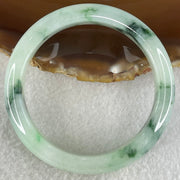 Type A Light Green with Dark Blueish Green Piao Hua Jadeite Bangle 45.99g Internal Diameter 53.1mm 11.7 by 7.8mm (Internal Line) - Huangs Jadeite and Jewelry Pte Ltd