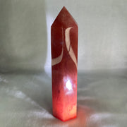 Cherry Quartz Tower with Wooden Stand Display 866.8g 59.3 by 50.0 by 210.0mm - Huangs Jadeite and Jewelry Pte Ltd