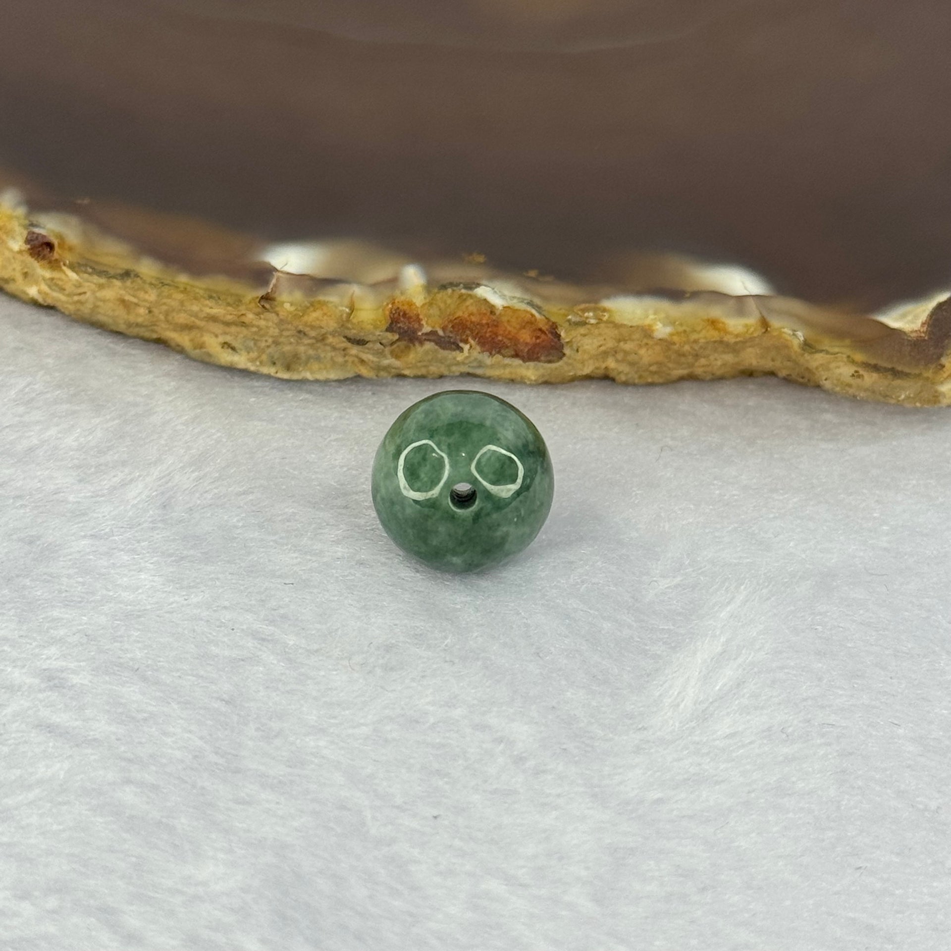 Type A Deep Green Jadeite Bead for Bracelet/Necklace/Earrings/Rings 3.62g 12.8mm - Huangs Jadeite and Jewelry Pte Ltd