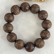 Natural Rosewood with Prosperity Flowers and Birds Beads Bracelet 64.48g 18cm 20.1mm 12 Beads - Huangs Jadeite and Jewelry Pte Ltd