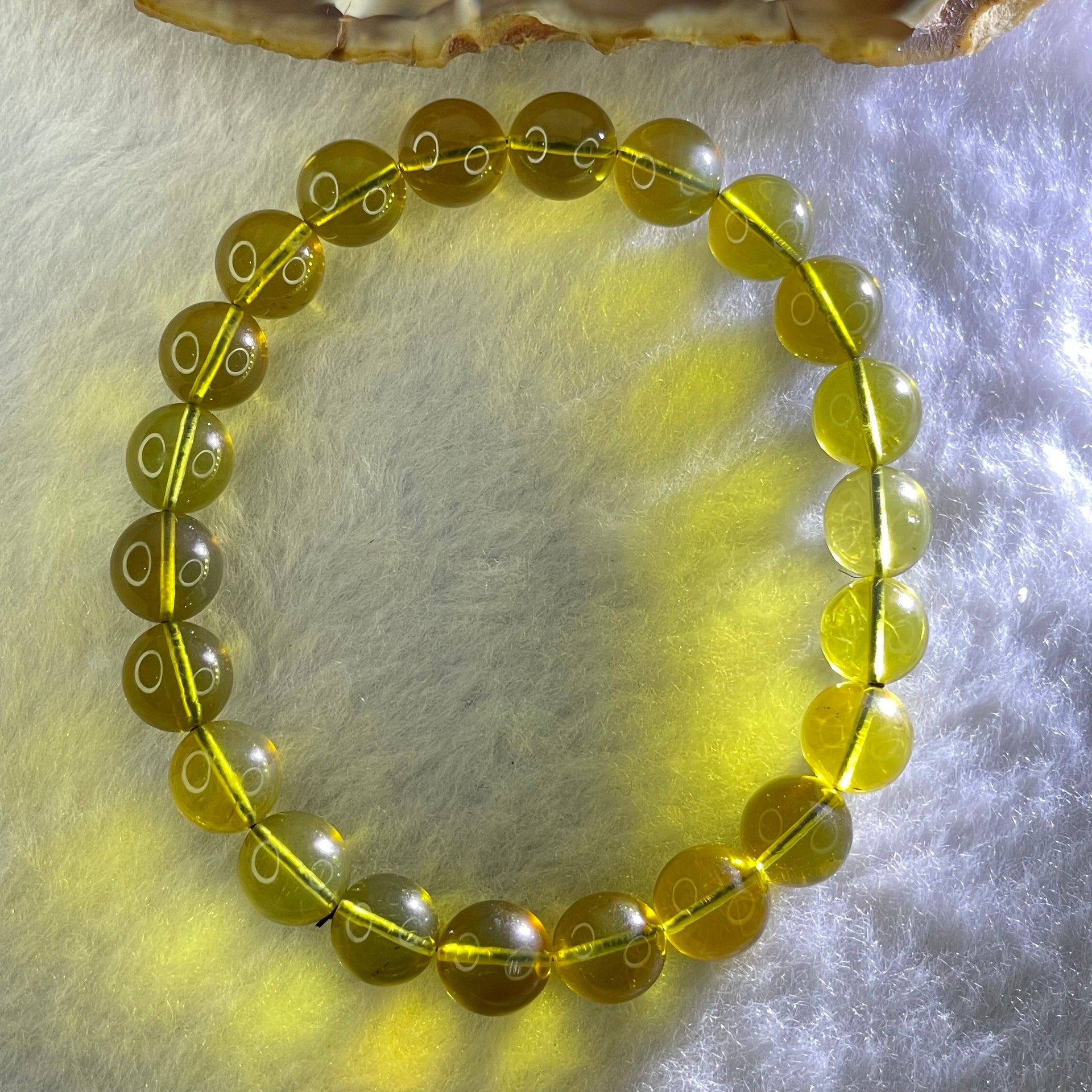 Natural Purple Honey Amber Beads Bracelet 天然紫蜜琥珀手链 5.99g 15cm 7.7mm 23 Beads - Huangs Jadeite and Jewelry Pte Ltd