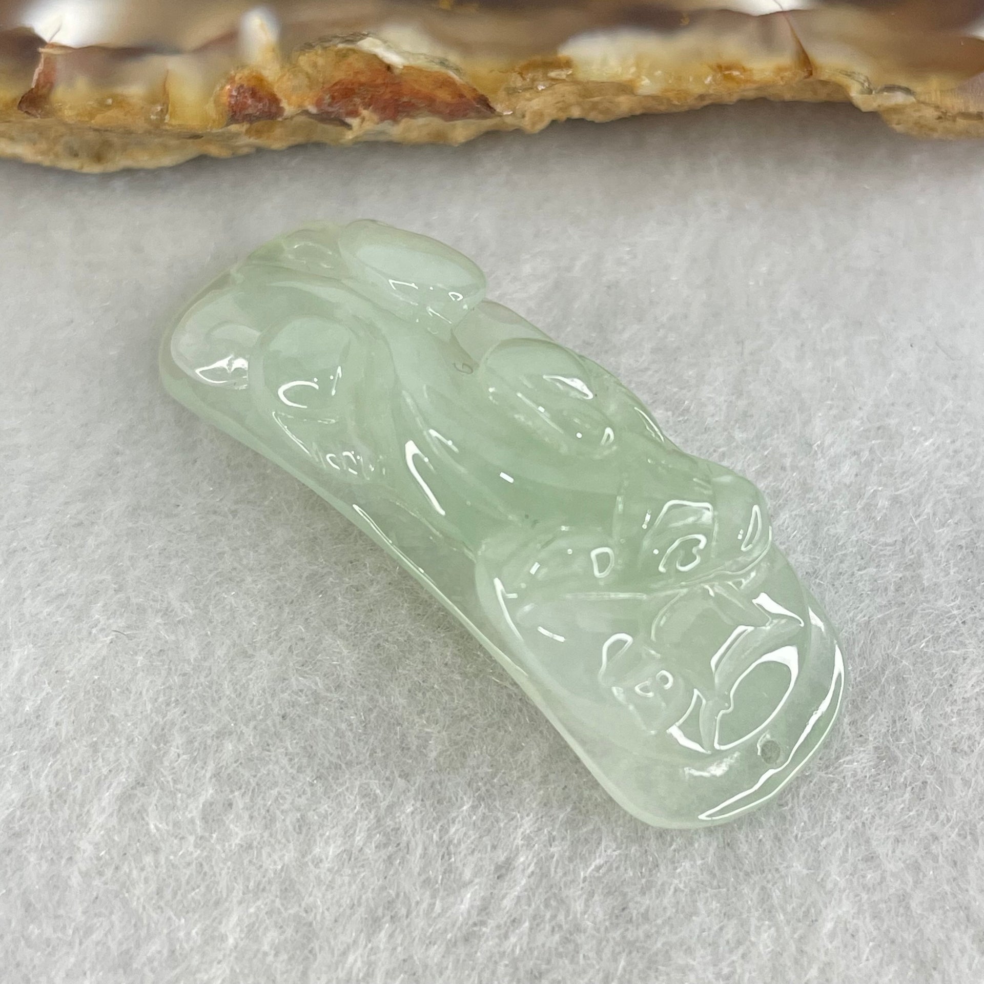 Type A Light Green Light Lavender Jadeite Pixiu Pendant or Shou Pai for Bracelet 6.15g 37.3 by 12.8 by 6.4mm - Huangs Jadeite and Jewelry Pte Ltd